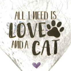 Personalised Icicle Glass Heart - All i need is Love and a Cat Clearance