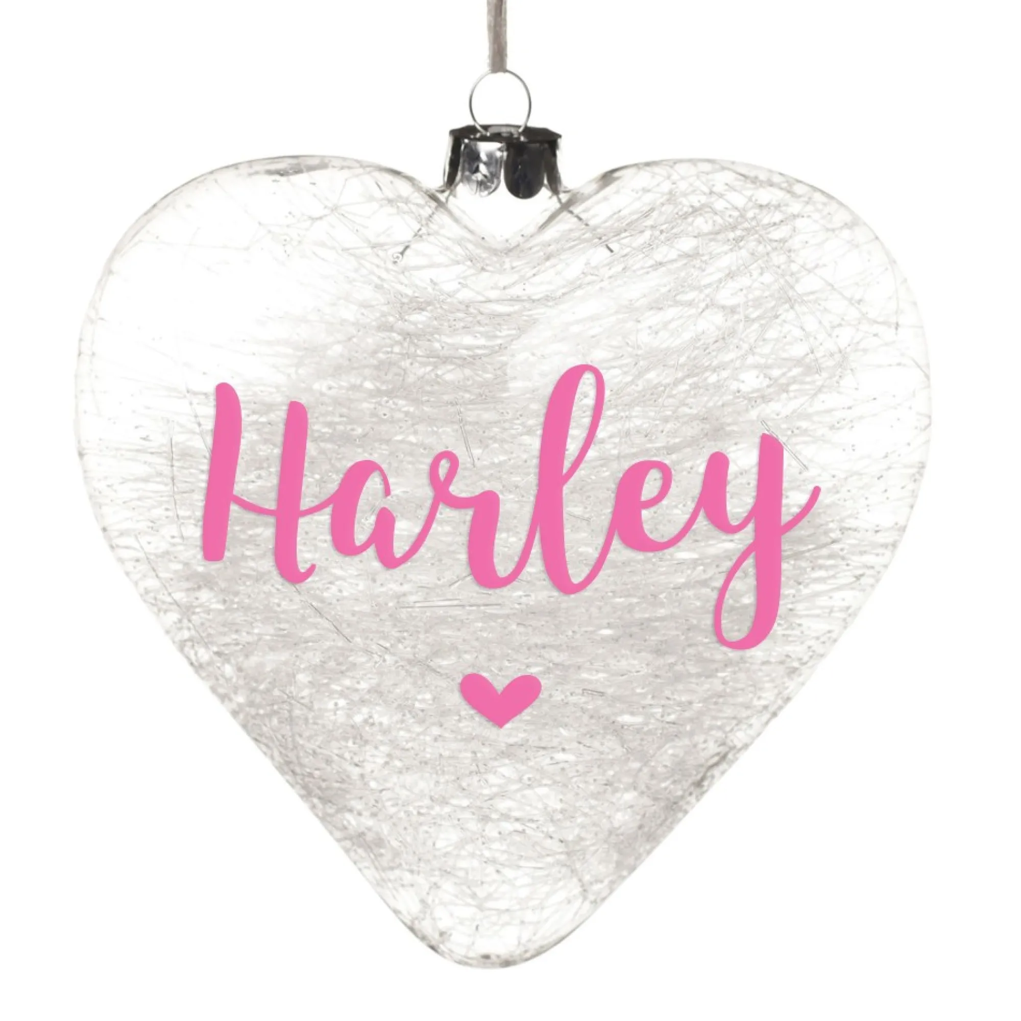 Personalised Icicle Glass Heart - All i need is Love and a Cat Clearance