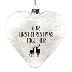Personalised Icicle Glass Heart - Our First Christmas Together Cheap