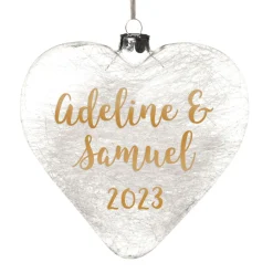 Personalised Icicle Glass Heart - Our First Christmas Together Cheap