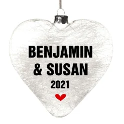Personalised Icicle Glass Heart - Our First Christmas Together Cheap