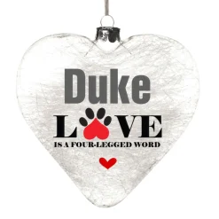 Personalised Icicle Glass Heart - Love is a Four Legged Word Sale