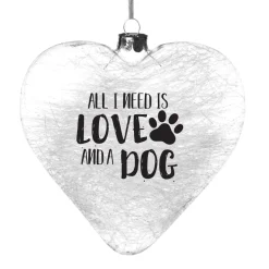 Personalised Icicle Glass Heart - All I need is Love and a Dog Fashion