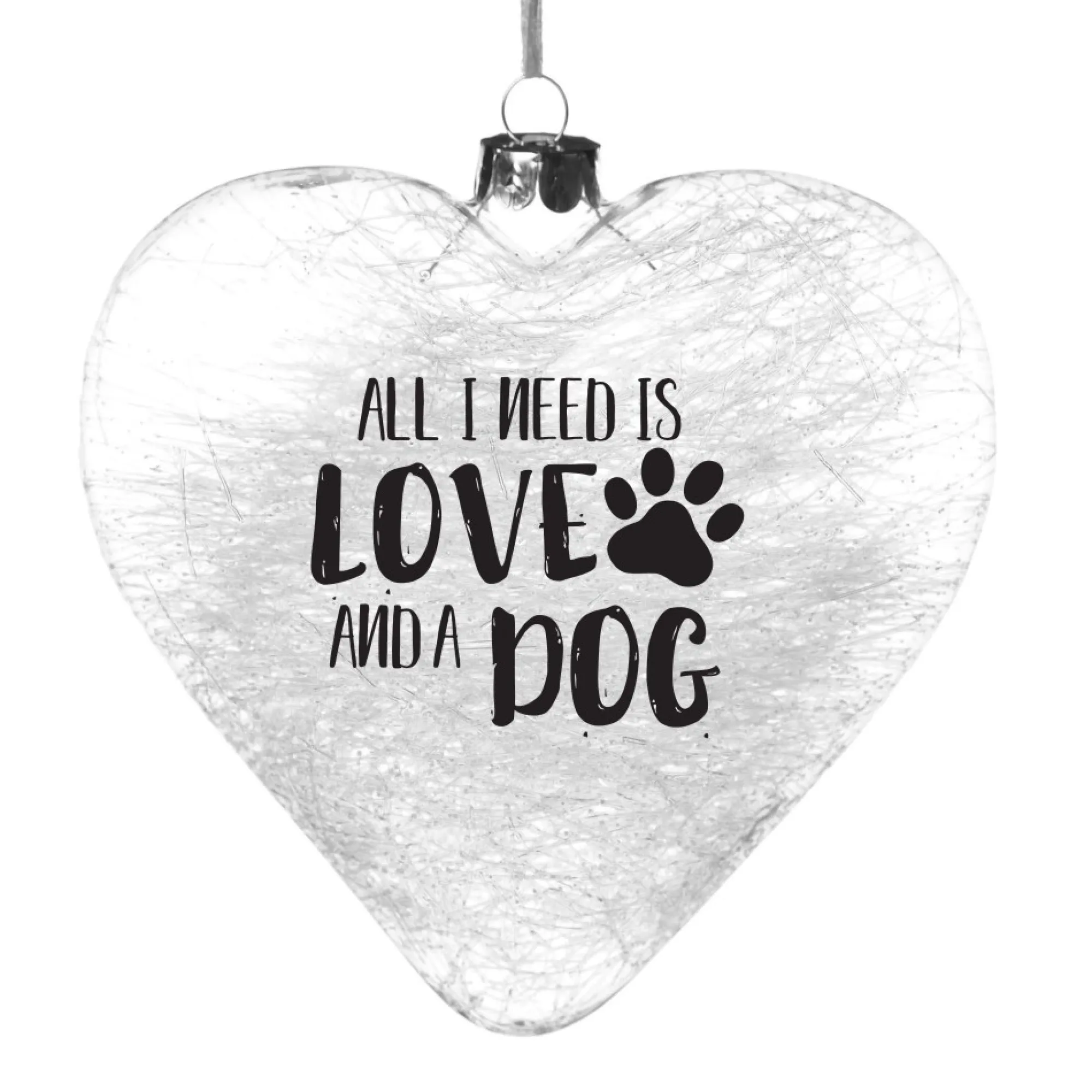 Personalised Icicle Glass Heart - All I need is Love and a Dog Fashion