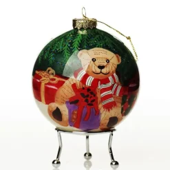 Personalised Inside Painted Teddy Bear Christmas Bauble Cheap