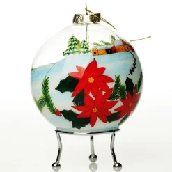 Personalised Inside Painted Poinsettia House Christmas Bauble Best