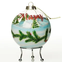 Personalised Inside Painted Poinsettia House Christmas Bauble Best