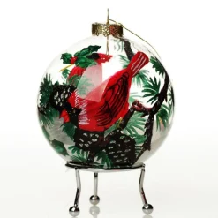 Personalised Inside Painted Cardinal Bird Christmas Bauble Sale