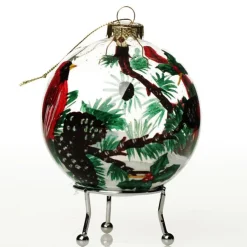 Personalised Inside Painted Cardinal Bird Christmas Bauble Sale