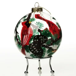 Personalised Inside Painted Cardinal Bird Christmas Bauble Sale