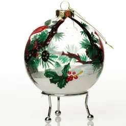 Personalised Inside Painted Cardinal Bird Christmas Bauble Sale