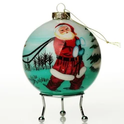 Personalised Inside Painted Santa with Reindeer Christmas Bauble Clearance
