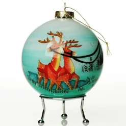 Personalised Inside Painted Santa with Reindeer Christmas Bauble Clearance