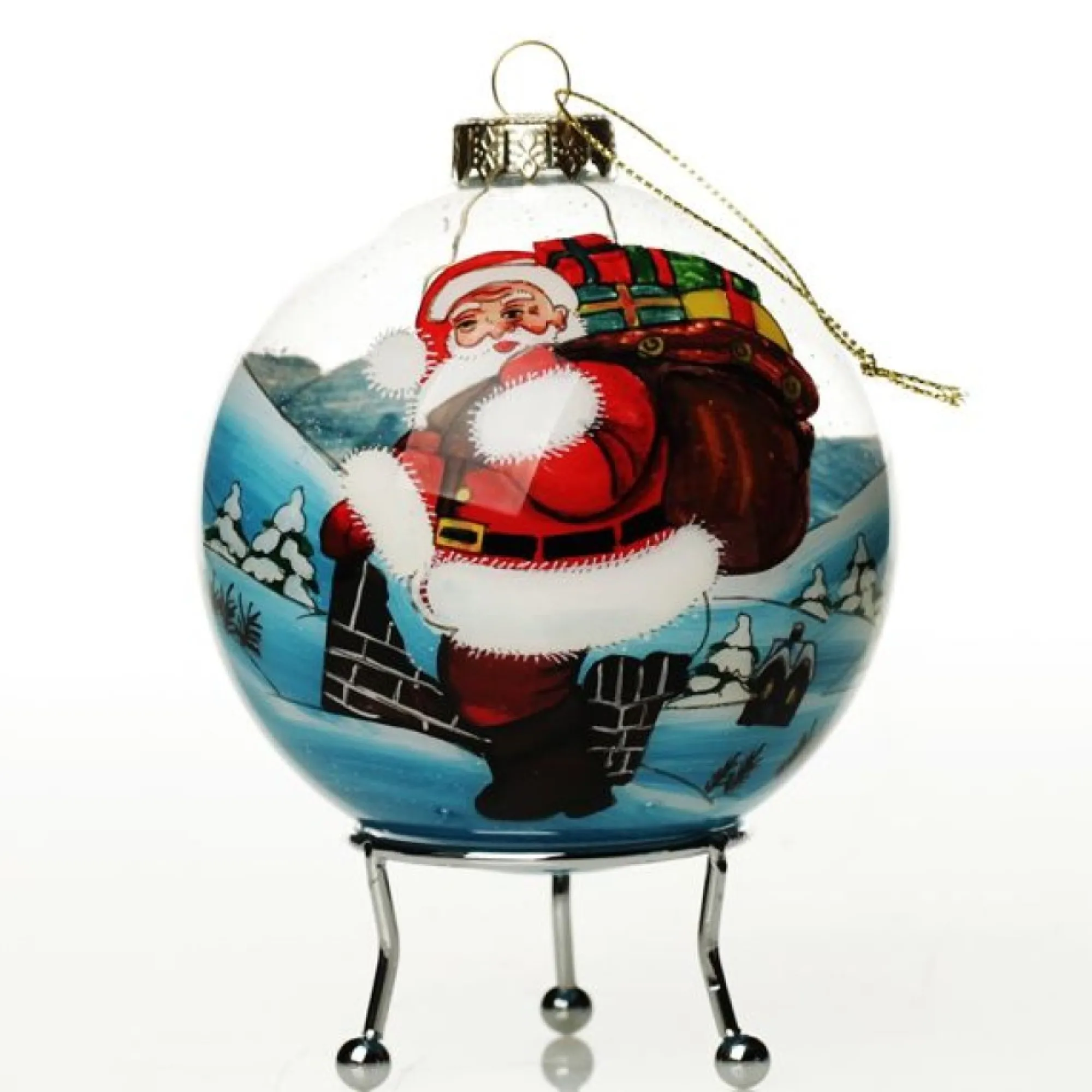 Personalised Inside Painted Santa with Sack Christmas Bauble Cheap