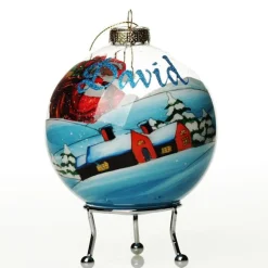 Personalised Inside Painted Santa with Sack Christmas Bauble Cheap