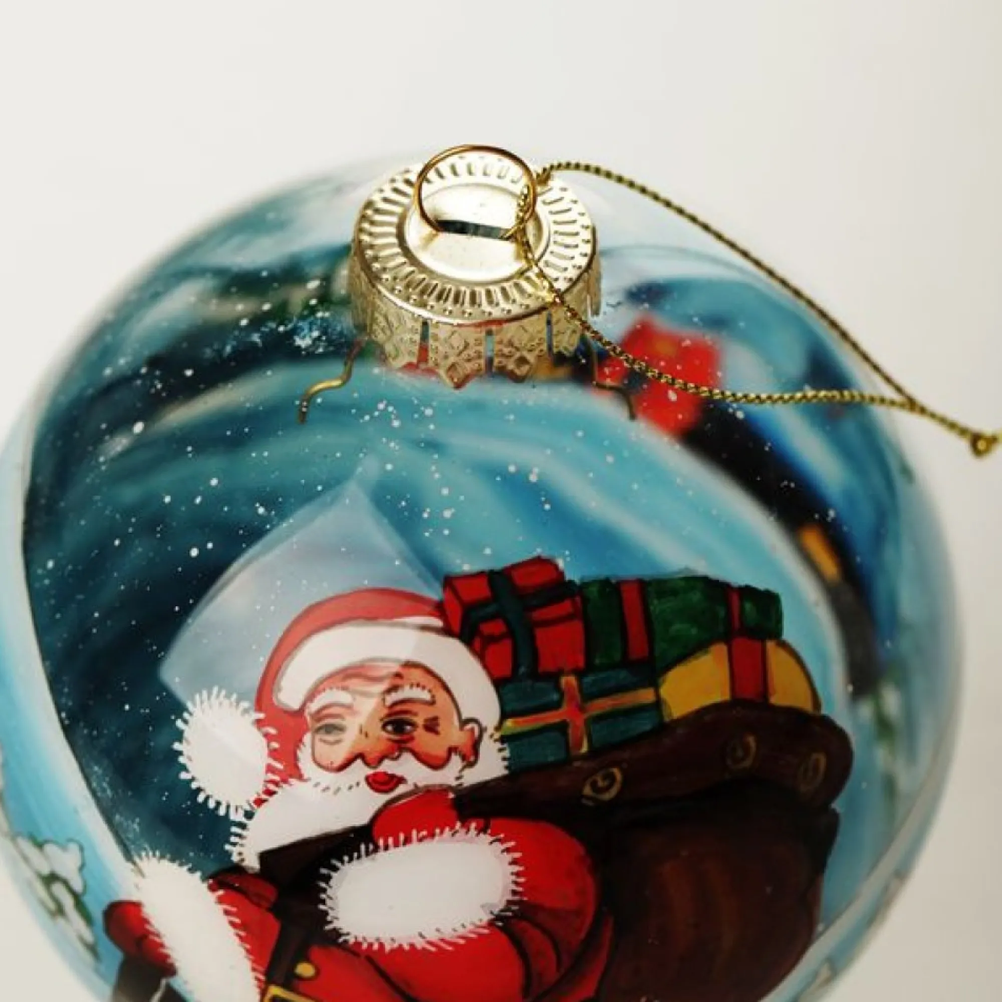 Personalised Inside Painted Santa with Sack Christmas Bauble Cheap