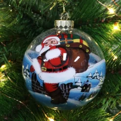Personalised Inside Painted Santa with Sack Christmas Bauble Cheap
