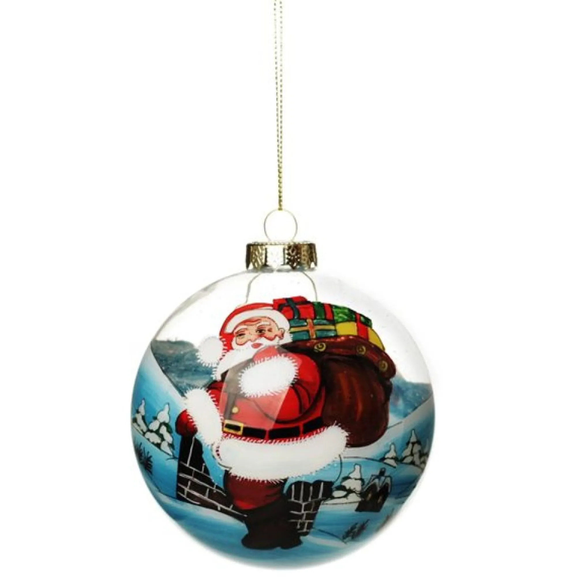 Personalised Inside Painted Santa with Sack Christmas Bauble Cheap