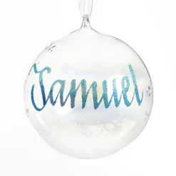 Personalised Iridescent Glass Christmas Bauble Shop