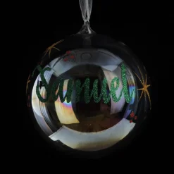 Personalised Iridescent Glass Christmas Bauble Shop