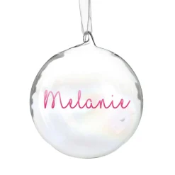 Personalised Iridescent Glass Christmas Bauble Shop