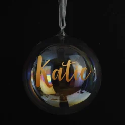 Personalised Iridescent Glass Christmas Bauble Shop