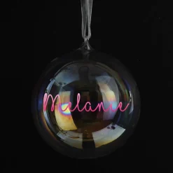 Personalised Iridescent Glass Christmas Bauble Shop