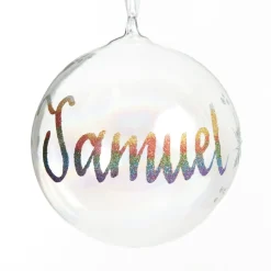 Personalised Iridescent Glass Christmas Bauble Shop