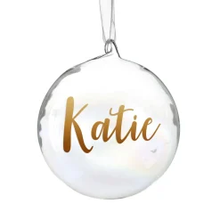 Personalised Iridescent Glass Christmas Bauble Shop