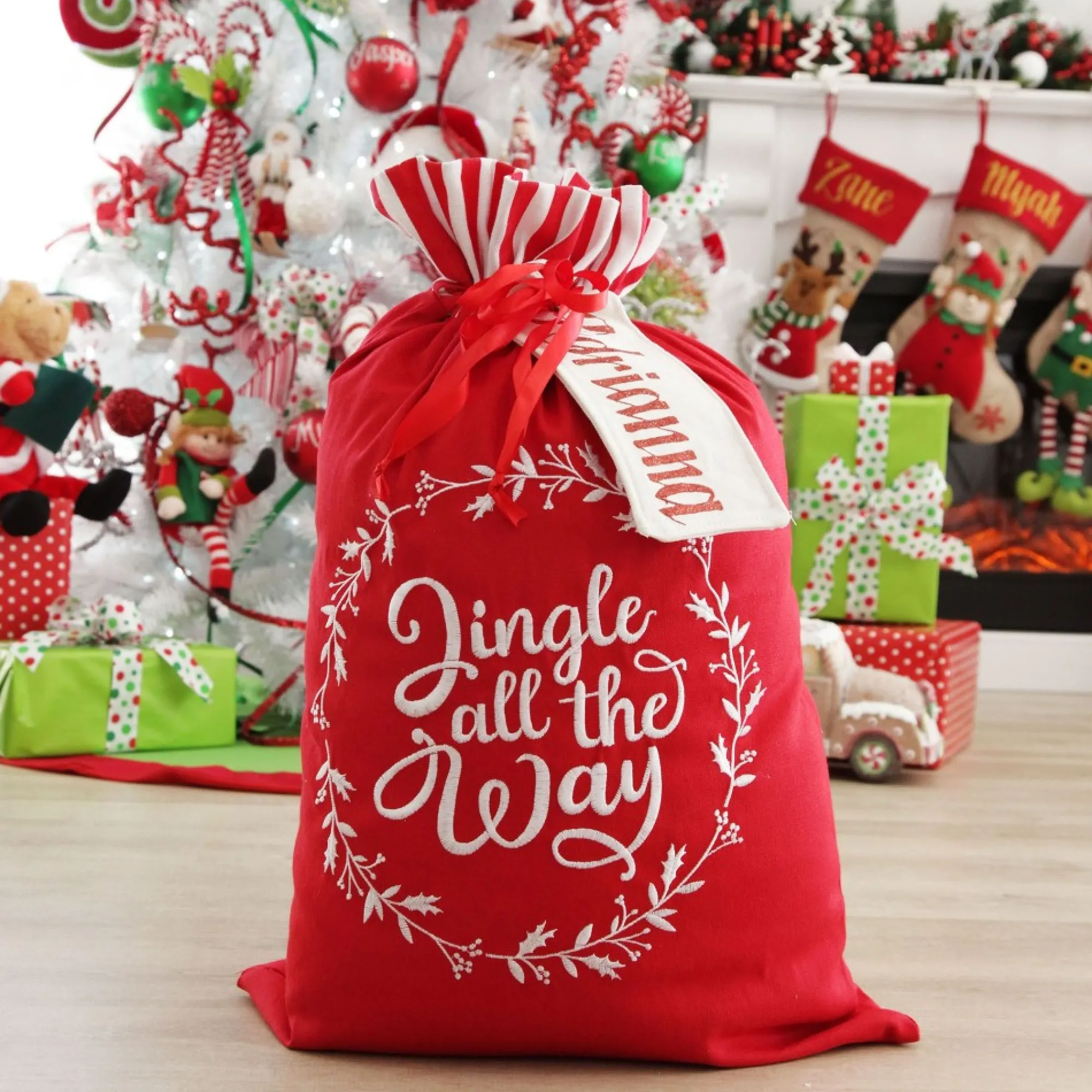 Personalised 'Jingle All The Way' Santa Sack Cheap