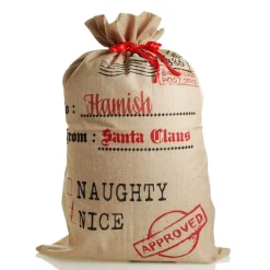 Personalised Jute Naughty or Nice Santa Sack Online