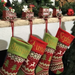 Personalised Knitted Reindeer Christmas Stocking - Red Cuff Online