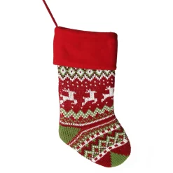 Personalised Knitted Reindeer Christmas Stocking - Red Cuff Online