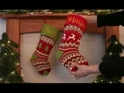 Personalised Knitted Reindeer Christmas Stocking - Red Cuff Online