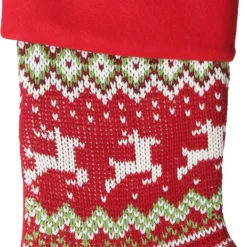 Personalised Knitted Reindeer Christmas Stocking - Red Cuff Online