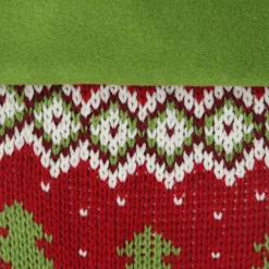 Personalised Knitted Tree Christmas Stocking - Green Cuff New