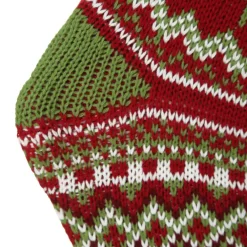 Personalised Knitted Tree Christmas Stocking - Green Cuff New