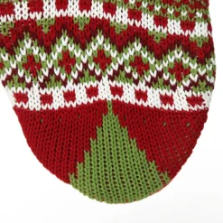 Personalised Knitted Tree Christmas Stocking - Green Cuff New