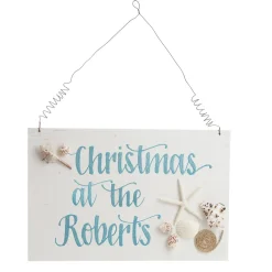 Personalised Large Beach Christmas Wood Plaque Cheap