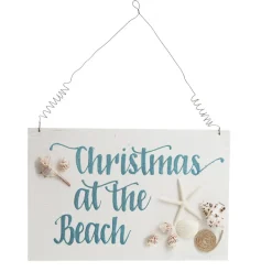 Personalised Large Beach Christmas Wood Plaque Cheap