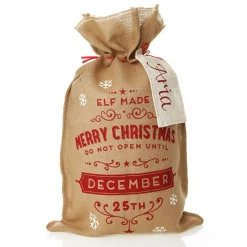 Personalised Natural Linen Santa Sack Tag Store