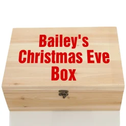 Personalised Natural Wooden Christmas Eve Keepsake Box New