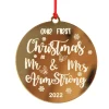 Personalised Our First Christmas as Mr and Mrs Etched Christmas Decoration Discount