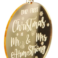 Personalised Our First Christmas as Mr and Mrs Etched Christmas Decoration Discount