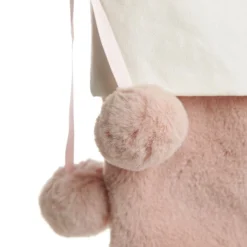 Personalised Pink Fur Christmas Stocking with Pom Poms Sale