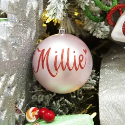 Personalised Pink Shatterproof Christmas Bauble Discount