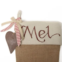 Personalised Plain Burlap Christmas Stocking Discount