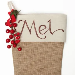 Personalised Plain Burlap Christmas Stocking Discount