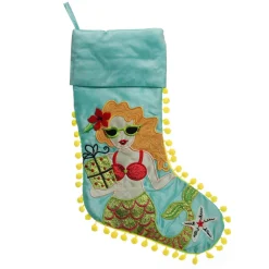 Personalised Pom Pom Beach Mermaid Christmas Stocking Fashion