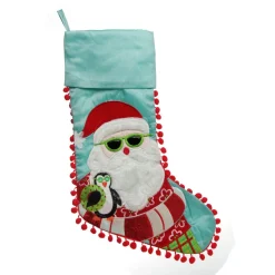 Personalised Pom Pom Beach Santa Christmas Stocking Store